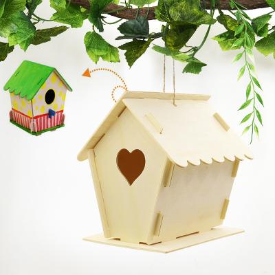 China Children's graffiti birdcage cover DIY wooden birdcage c VR017 for sale