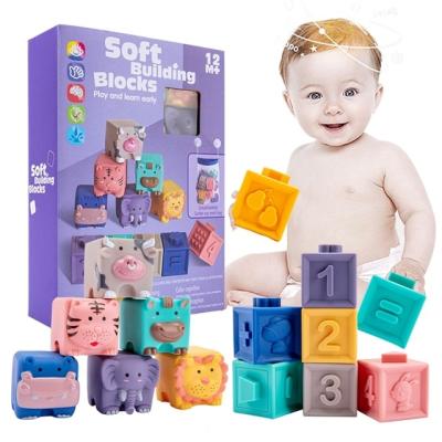 China BPA Free PVC Free Latex Free Silicone Building Block Baby Soft Massage Rubber Grip Toy 3D Touch Hand Balls Teethers Squeeze Toy Toys for sale