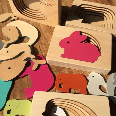 China Wooden Toys For Children Cardboard 3D Animal Puzzle Multilayer Puzzle Baby Toys Child Early Educational AIDS VR039 for sale