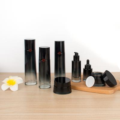 China Silk screen printing or other 40ml 50ml 80m luxury glass cosmetic bottle pump lotion bottle no logo with pump for sale