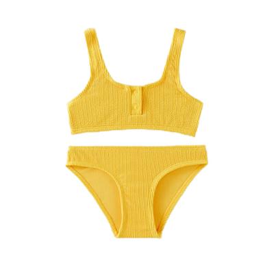 China Custom Made Cute Swimwear Beach Wear Breathable Little Girls Bikini Girl Swimwear Seamless Ribbed Bikini for sale