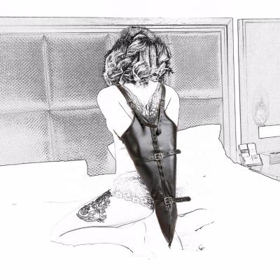China Adult sex games for couple high quality most popular leather fetish wear leather bondage fetish bdsm leather bound gloves for sale