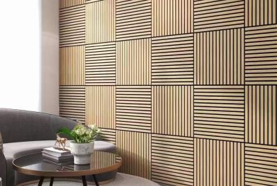 China DIY fácil de instalar acupuntura de madera con ranuras paneles acústicos tablero de insonorización en venta