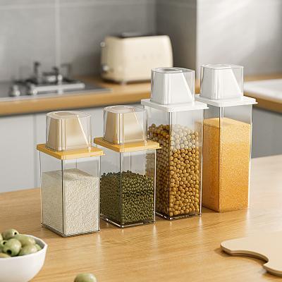 China Freshness Preservation Airtight Large Dry Food Storage Containers With Pouring Spout Measuring Cup For Snacks Grain Rice Dispenser Plastic Bin for sale