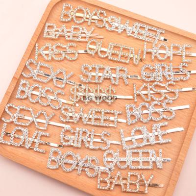 China Fashional Pretty Diamond For Little Girls For Women Hair Clips Shape Letter Rhinestone Barrettes Clips Hair Pins Accessories for sale
