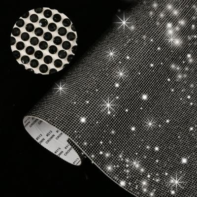 China 40*24cm Jet Black Self-Adhesive Glass Rhinestone Decorative Heat Hotfix Foil Sticker Eco-friendly Transfer Foil for sale