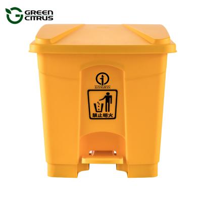 China TOPSALE 45 Liters Sustainable Hospital Plastic Medicine Bin Yellow Bin With Pedal Wholesale for sale