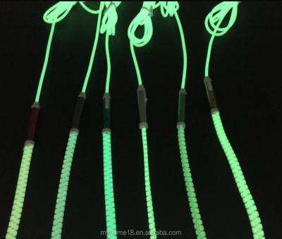 China In-Ear Zipper Glowing Headphones Light Up Headphones With Microphone For iPhone Pro Earbuds Glow In The Dark for sale