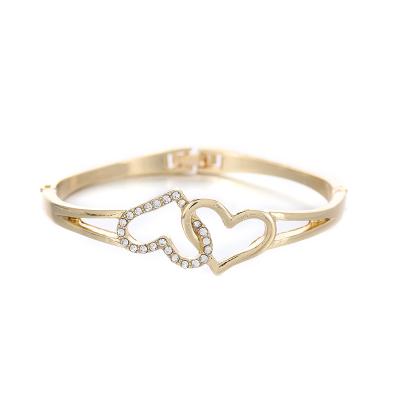 China Wholesale Custom Fashion Gold Plated Bangle Vintage Love Bracelet Luxury Crystal Jewelry For Women for sale