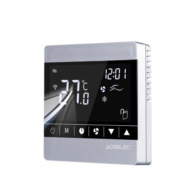 China Modern Silver Stepless Thermostat 0-10V Speed FCU Room Air Conditioner HVAC Systems Regulation Temperature Controller for sale
