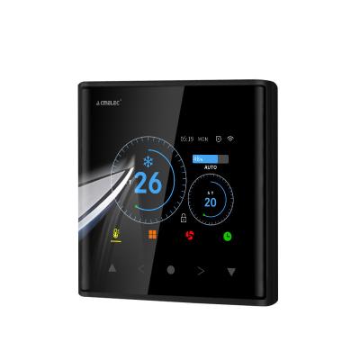 China Modern Black Stepless Thermostat 0-10V Speed FCU Room Air Conditioner HVAC Systems Temperature Controller for sale