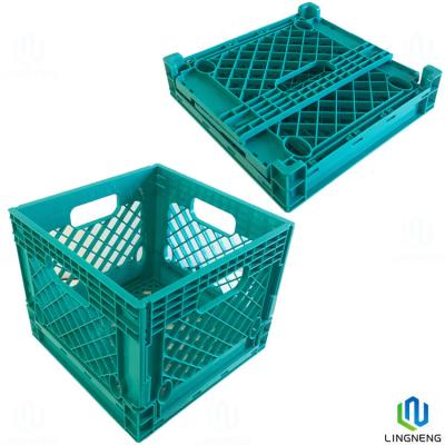 China 16 Quart Collapsible Milk Crate Stackable Foldable Plastic Crates For Vinyl Record And Milk for sale
