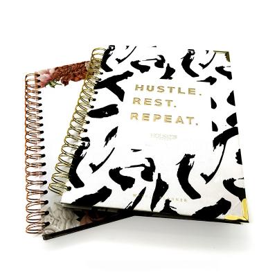 China Daily Weekly Monthly Planner Personalized Custom Printing A5 Spiral Notebook with Gold Corner for sale