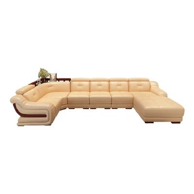 China Modular Modern American Living Room Sofa Luxury U Shaped Leather Sofa For Large Area for sale