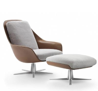 China Italian Minimalist Simple Swivel Fabric Swivel Sofa Chair Living Room Recumbent Chair With Stool for sale