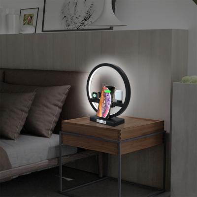 China High Speed Fast Delivery Qi Wireless Desktop Charger 4 in 1 Wireless Charger with Led Light for sale