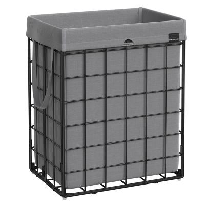 China SONGMICS Laundry Baskets 90l Large 3 Section Laundry Hamper Metal Eco-friendly Folding Hamper Durable Folding Laundry Hamper for sale