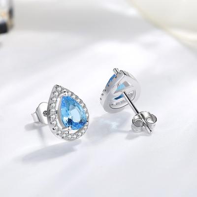 China Office/Career 925 Silver Earring For Women Topaz Bizuteria Sapphire Gemstone Fashion Blue Garnet Silver 925 Jewelry Stud Earrings for sale