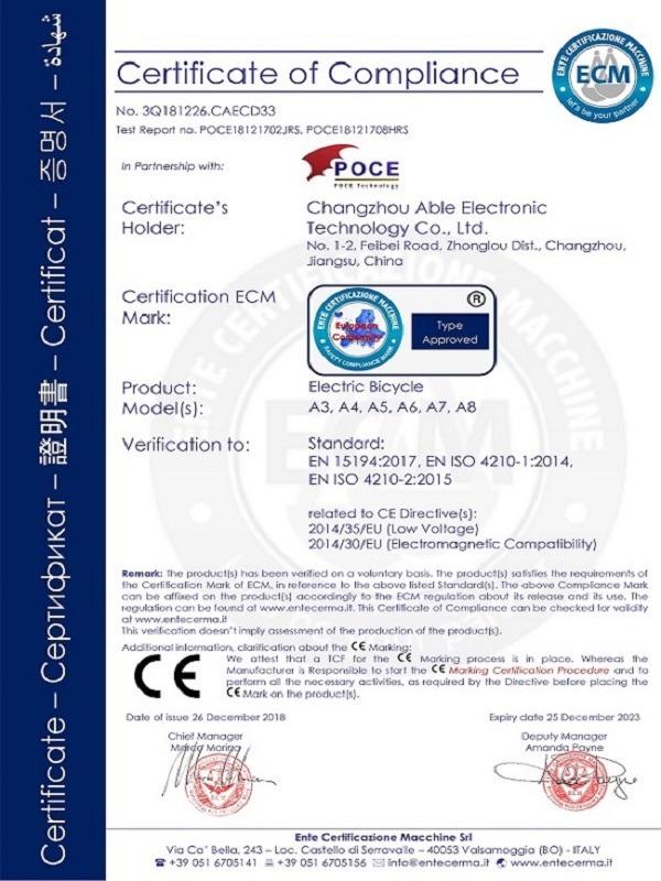 CE - Changzhou Able Electronic Technology Co., Ltd.