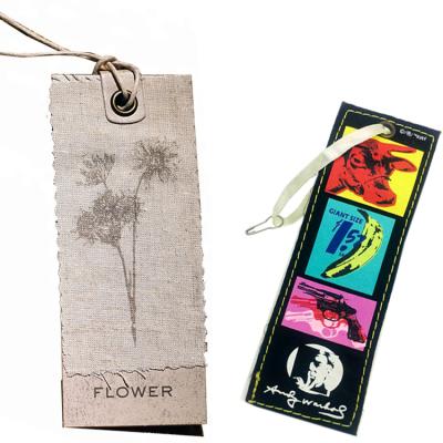 China Viable Custom Name Logo Hemp Tag Fabric Cloth Hanger Tag With Satin Ribbon Security Pin Fastener for sale