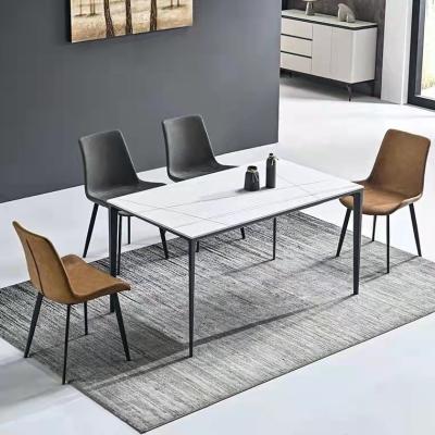 China Environment friendly high gloss finish 6/8 household dining table and chair for sale