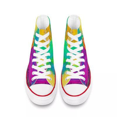 China Custom Fashion Trend Style New Men Fashion Flat Lace Up High Ankle Vulcanized Canvas Shoes For Outdoor for sale