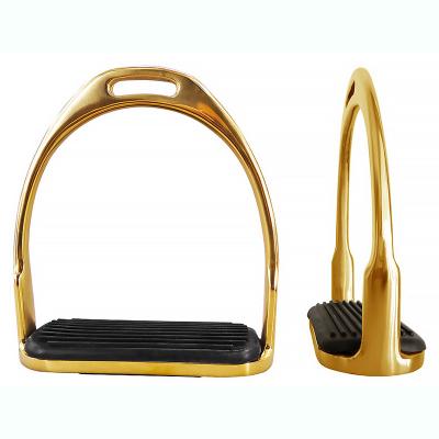 China Stainless steel stainless steel horse stirrup. With the rubber pedal. Titanium plated and gold color. Size: 4 3/4