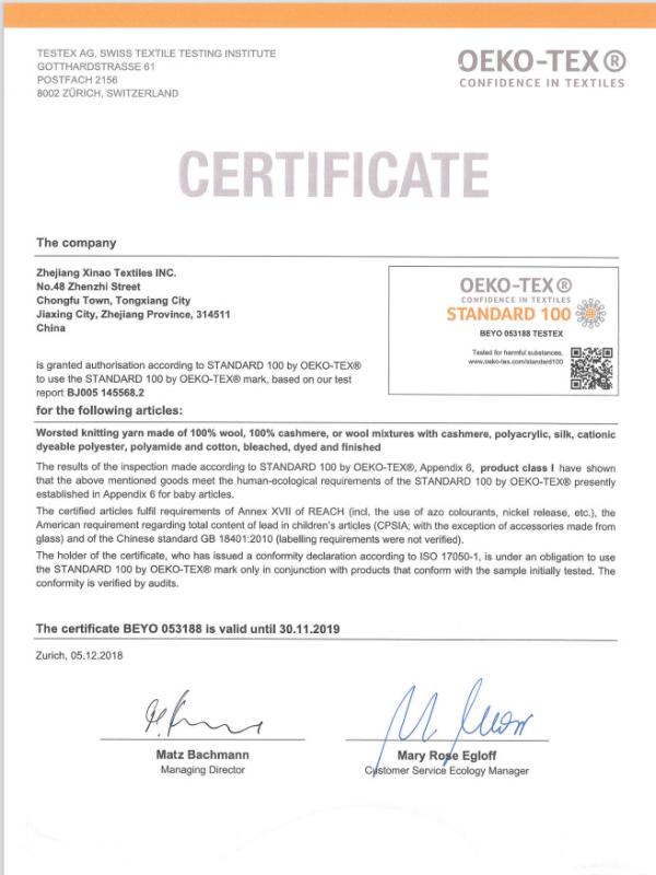 Oeko-Tex standard 100 - Rudong Optima Protection Product Co., Ltd.