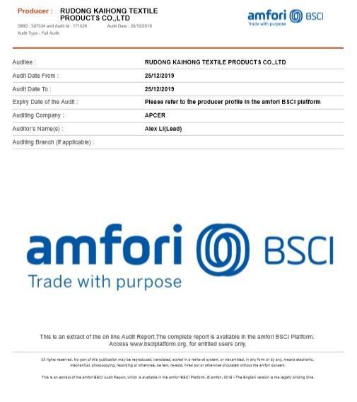 BSCI - Rudong Optima Protection Product Co., Ltd.