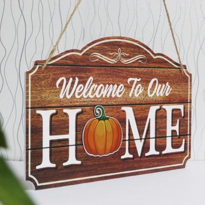 China China Custom Printing Wooden Hanging Welcome Sign For Front Entrance Decor for sale
