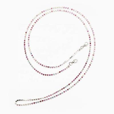 China Hotsale Detachable Simple Copper+Plastic Brass Hardware With Silver Rhinestone Chain For Sunglasses for sale