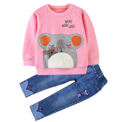 China Casual Teenage Little Mouse Printing Two Piece Set Suitable For Girls Aged Cotton 2-7 Stylish Casual Suit for sale