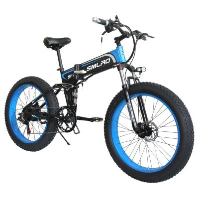 China Aluminum Alloy SMLRO 7 Speed 26 Inch 48V 500W Electric Bike 10AH Electric Bicycle Snow Mountain Battery for sale
