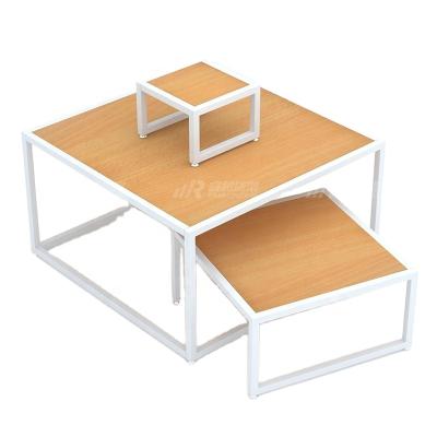 China Double-Sided Popular Shop Flexible Wholesale Shop Light Duty 1 Dollar Display Wooden Table For Garment Shelf for sale