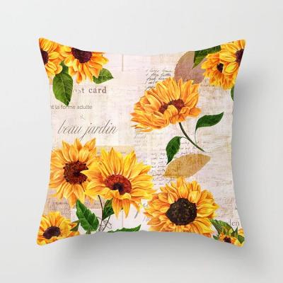 China Wholesale Anti-Static Polyester 18x18 Inch Sunflower Pillow Covers Pillow Cover Cases Home Hot Selling Decoration for sale