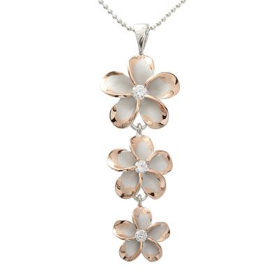 China Hawaiian Jewelry Fashion Women Jewelry 925 Sterling Silver Hawaiian Design Three Colors Of Plumeria CZ Pendants for sale