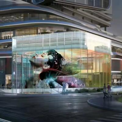 China Customizable Glass Curtain Wall LED Display Film 3840Hz Refresh Rate Energy Saving High Brightness 5000nits Video Wall for sale