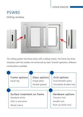 China Impacto del huracán Ventanas corredizas UPVC de doble acristalamiento Diseño de ventana moderna Ventana corredizas insonorizada en venta