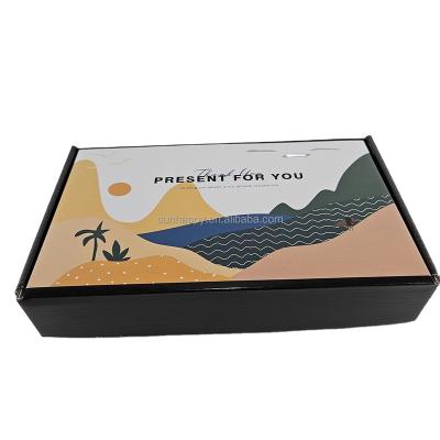 China Recyclable SunHappy Custom Printed Corrugated Cardboard Paper Packaging Mailer Shipping Box With Handle Insert for sale