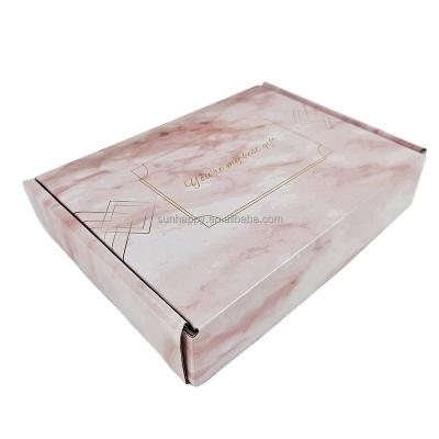 China 2023 Recyclable Corrugated Marble Packing Boxes Pink Cardboard Mailers Printing Custom Size Logo Shipping Box for sale