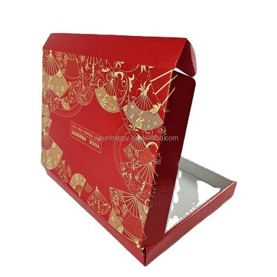 China Recyclable Custom Shirt Clothing Shipping Cardboard Paper Boxes Corrugated Box For Clothing And Shoes Red Packaging Boxes for sale