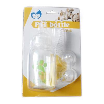 China Wholesale Supplies of Cat Milk Baby Bottle Set Dog Handler Silicone Dog Cat with Cleaning Brush for sale