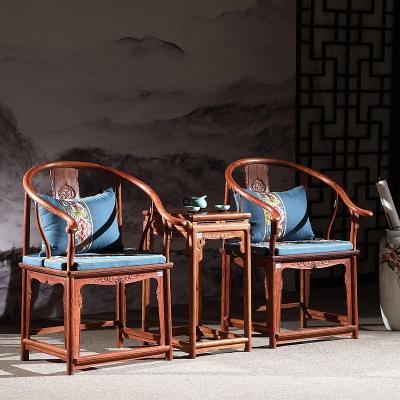 China Classic New Palace Red Sandalwood Hedgehog Chair Circle Furniture Chinese Rosewood Three-Piece Traditional Mahogany Chair for sale