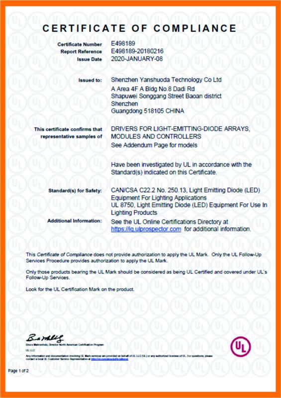 UL - Shenzhen Yanshuoda Technology Co., Ltd.