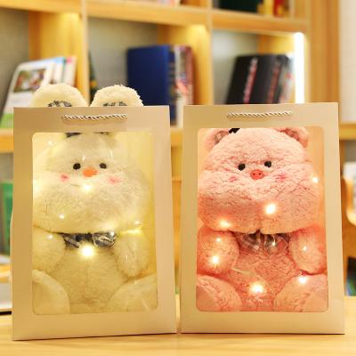China Wholesale Promotional Gifts Web Celebrity Rabbit Plush Toy Girl Pig Doll Teddy Bear Pillow With Light Children's Day Gift Doll for sale