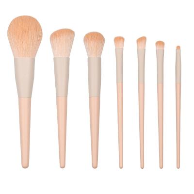 China Angular Blush Anzini 7pcs Premium Cosmetic Brush set for Loose powder Blush Concealer Eyeshadow eyebrow highlight Pink Makeup brush for sale