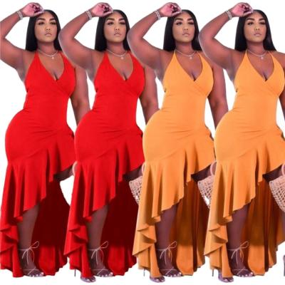 China factory supply Anti-wrinkle ruffles vestido de dama summer long women's dresse 2021 casual Maxi Dress women clothing for sale