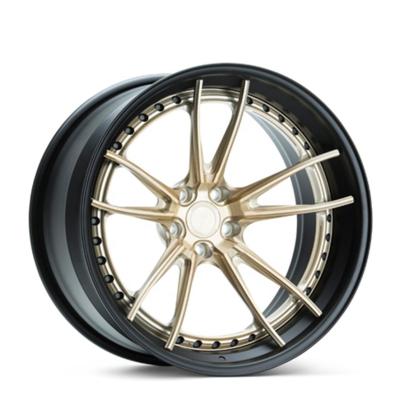 中国 factory Customized brushed grey or bronze luxury 2 piece staggered alloy forged wheel rims 販売のため