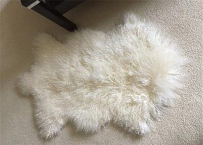 China Mongolian Sheepskin Rug Genuine Wool Throw Snow White Area Floor Real Wool Pelt for sale