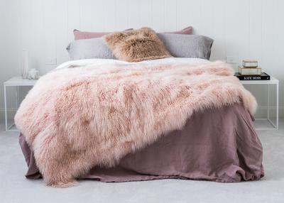 China Genuine Tibetan Sheepskin Throw For Queen Size Bed, Soft Sheepskin Fur Blanket for sale